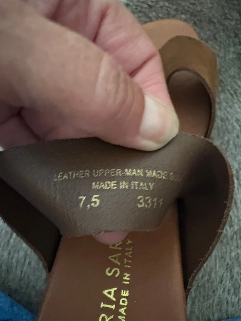 Brown Suede Double-Strap Platform Slide Sandals Italy 7.5 comfy